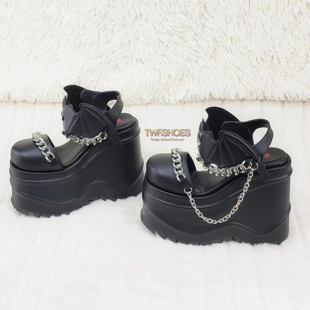 Wave 20 Platform Goth Punk Sandals Bat Closure - Picture 8 of 15